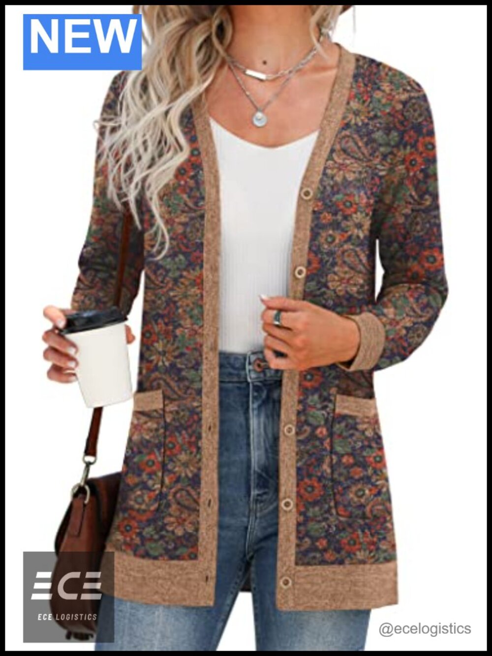 Lightweight Ribbed Knit Open Front Cardigan Button Down with Pockets